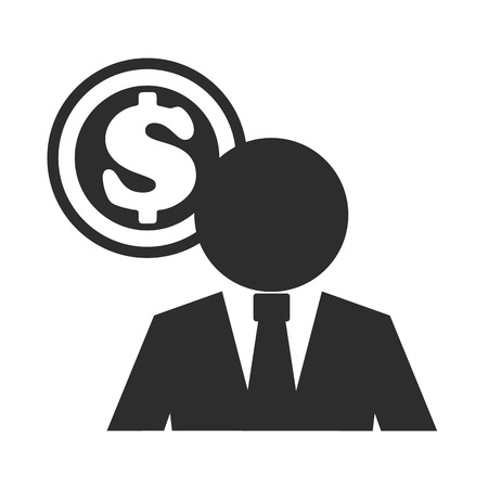 Business Man and Money Black Icon のイラスト素材