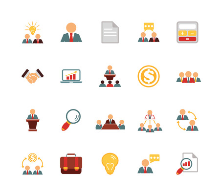 Stock vector team management color pictograph icon setのイラスト素材
