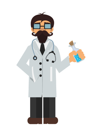 Vector cartoon doctor flat iconのイラスト素材