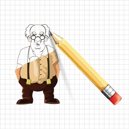 Old man vector sketch illustrationのイラスト素材