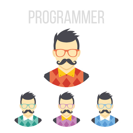 Vector man with mustache iconsのイラスト素材