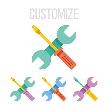 Vector wrench and screwdriver iconsのイラスト素材