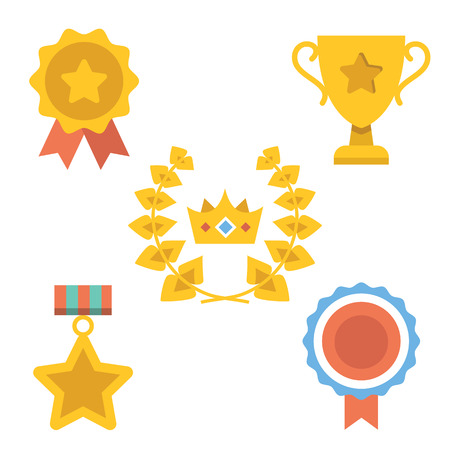 Medals, awards and achievements icons setのイラスト素材