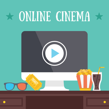 Online cinema. Media content internet streaming concept.のイラスト素材