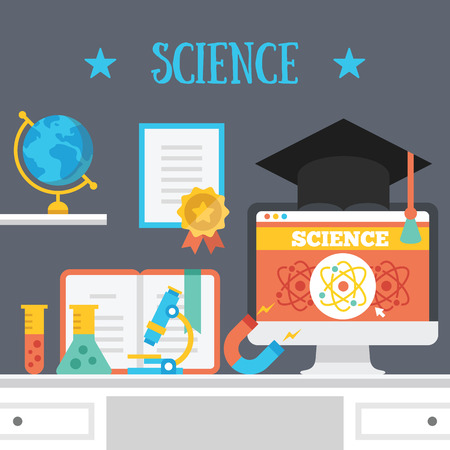Science flat design concept. Vector illustration.のイラスト素材