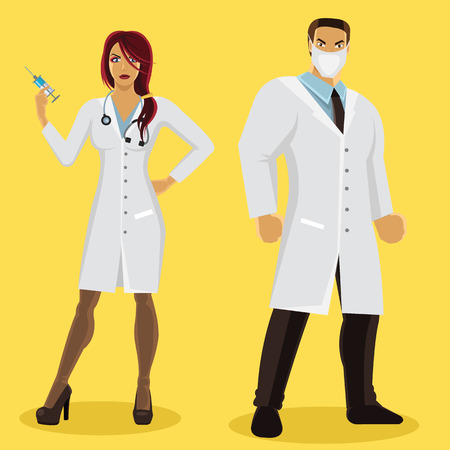 Male and female doctor charactersのイラスト素材