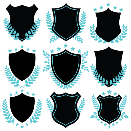 Vintage vector badges and shield shapesのイラスト素材