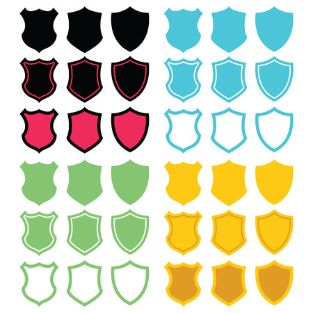 Different colorful shield shapes icons setのイラスト素材
