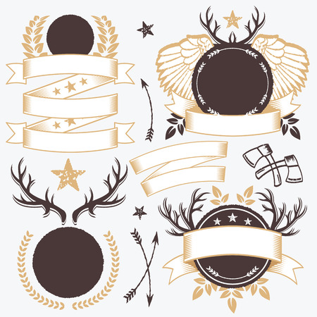 Vintage badges and labels templates setのイラスト素材