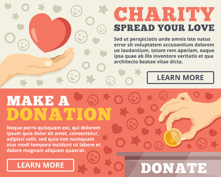 Charity donation flat illustration concepts setのイラスト素材