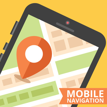 Mobile navigation concept. Flat design. Creative vector illustrationのイラスト素材