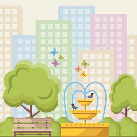 City park flat illustration conceptのイラスト素材
