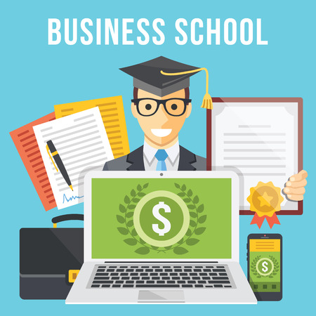 Business school flat illustration conceptのイラスト素材