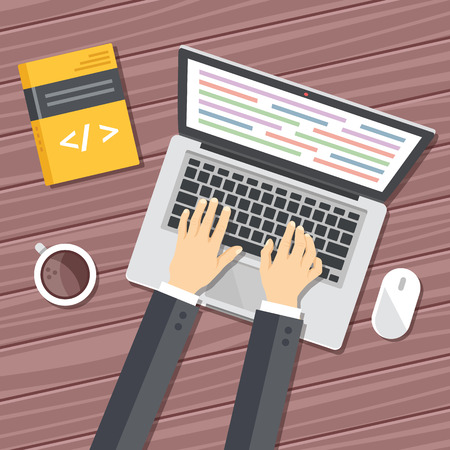 Programming flat illustration concept. Top viewのイラスト素材