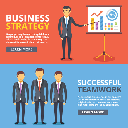 Business strategy, successful teamwork flat illustration concepts setのイラスト素材