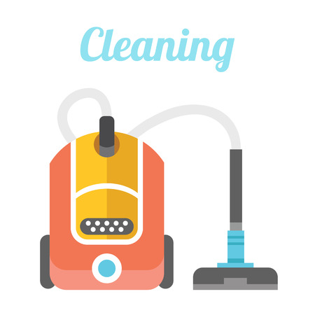Vacuum cleaner. Cleaning flat illustration conceptのイラスト素材