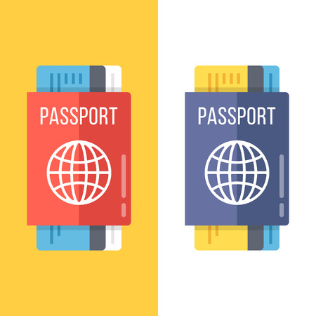 Passports set flat illustrationのイラスト素材