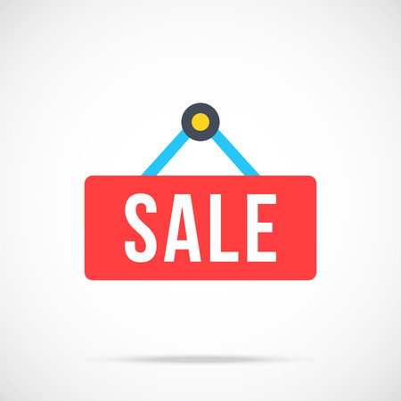 Vector red sale sign icon. Modern flat design vector illustrationのイラスト素材