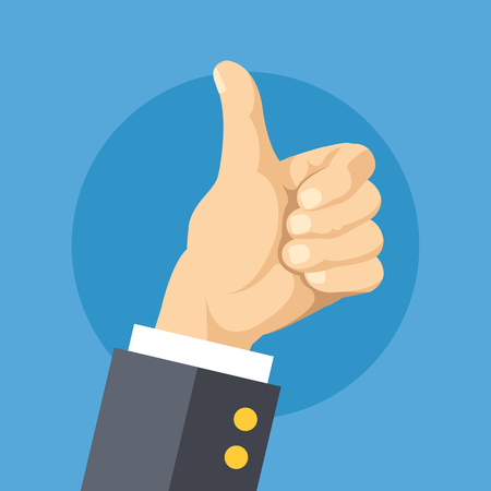Thumbs up flat design concept. Vector illustrationのイラスト素材