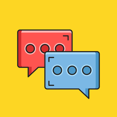 Vector chat icon. Blue and red message signs. Instant messaging concept. Thin line flat design....