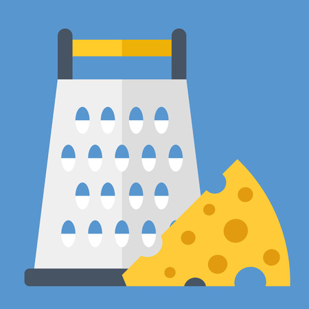 Cheese grater and cheese wedge. Vector illustrationのイラスト素材