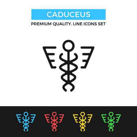 Vector caduceus icon. Thin line iconのイラスト素材