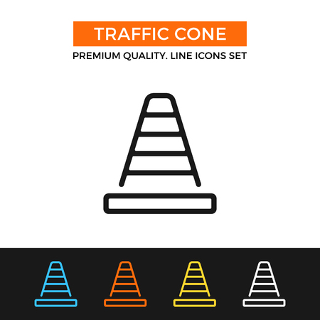 Vector traffic cone icon. Thin line iconのイラスト素材