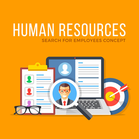 Human resources. Search for employees. Flat design graphic elements set. Modern concepts for web banners, websites, infographics, printed materials. Vector illustrationのイラスト素材