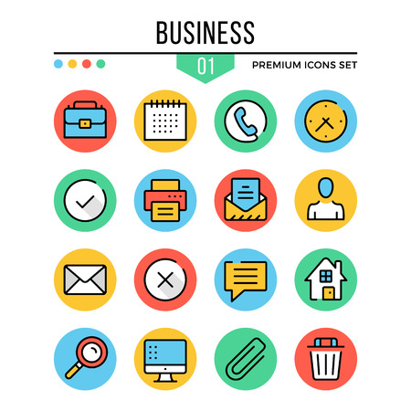Business icons. Modern thin line icons set. Premium quality. Outline symbols, graphic elements, concepts, flat line icons. Creative vector illustration.のイラスト素材