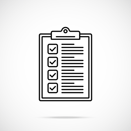 Clipboard with checkboxes and check marks line icon. Black outline clipboard and ticks. Vector illustrationのイラスト素材