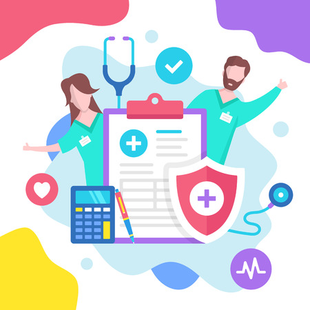Health insurance concept. Vector illustration. Medical insurance. Modern flat design graphic elementsのイラスト素材
