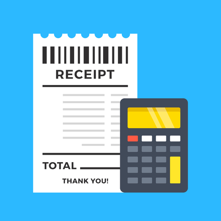 Receipt and calculator. Flat design. Vector illustrationのイラスト素材