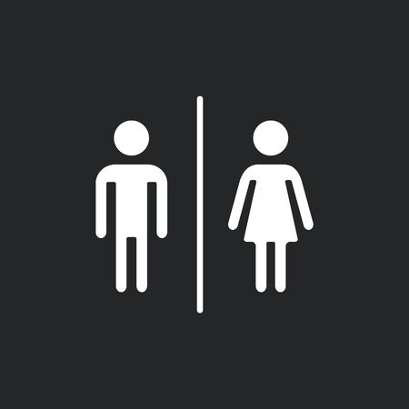 Restroom sign, toilet signage. Man and woman silhouettes. Water closet, WC pictogram, bathroom concept. Vector iconのイラスト素材