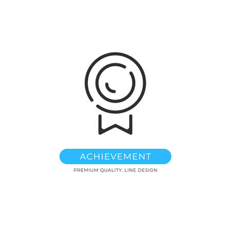 Achievement icon. Medal, reward, prize, success, award concepts. Premium quality graphic design element. Modern sign, linear pictogram, outline symbol, simple vector thin line iconのイラスト素材