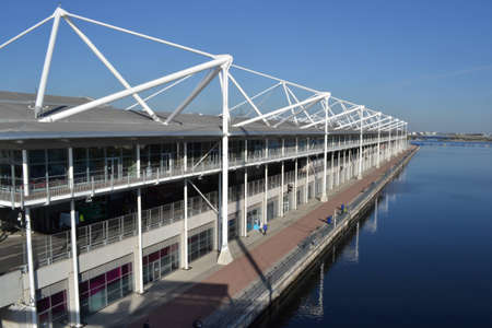 Building river and blue sky