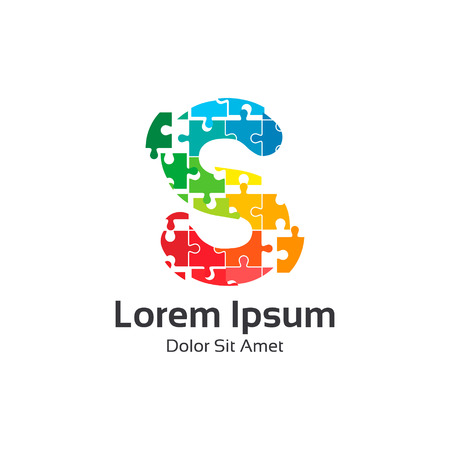 Abstract letter S puzzle logo design vector. Puzzle logo template.のイラスト素材