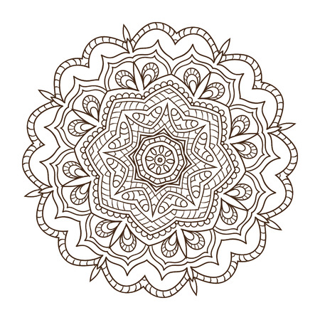 Abstract kaleidoscope Ornament round mandala. Geometric circle kaleidoscope element vector. Henna tattoo mandala.black and white circle ornament, ornamental round lace.のイラスト素材