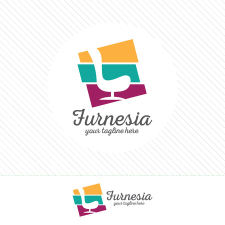Abstract furniture logo design concept. Symbol and icon of chairs, sofas, tables, and home furnishings.のイラスト素材