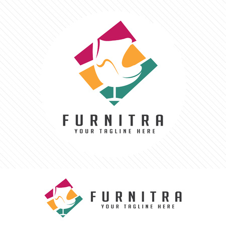 Colorful furniture. Symbol and icon of chairs, sofas, tables, and home furnishings.のイラスト素材