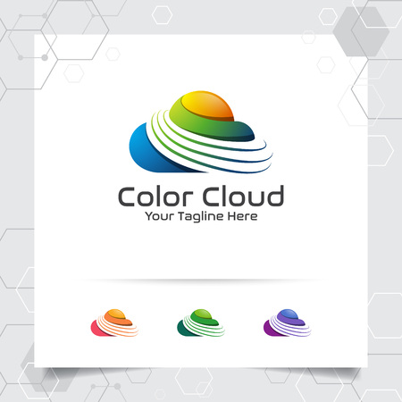 Colorful cloud logo vector design with concept of modern color illustration for business, app, cloud hosting and cloud computing.のイラスト素材