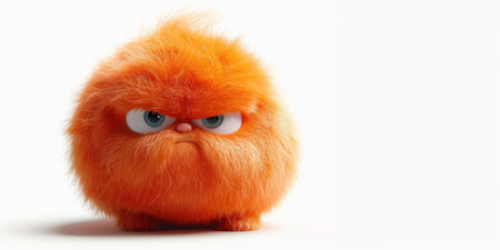 Funny little cartoon in anger isolated on white background. 3D rendering.の素材