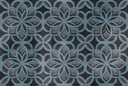 3d rendering. Ceramic tile pattern with embossed floral ornament.の写真素材