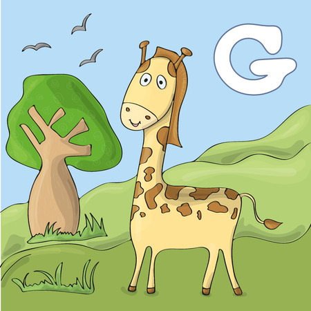 Children's illustrated alphabet. Letter G.
のイラスト素材