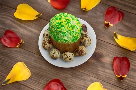 Easter cake. Old background. Top view Close-upの写真素材