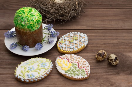 Easter cake. Old background. Top view Close-up