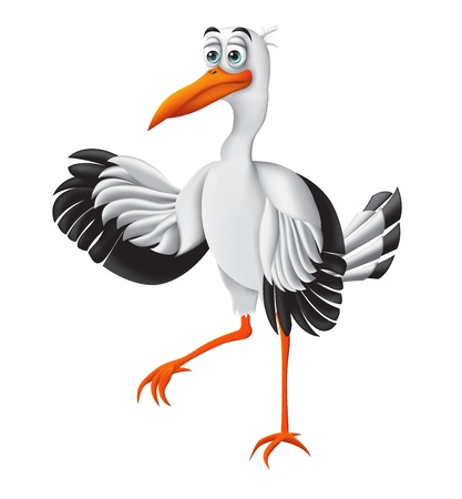 Stork, funny cartoon character. Vector illustrationのイラスト素材