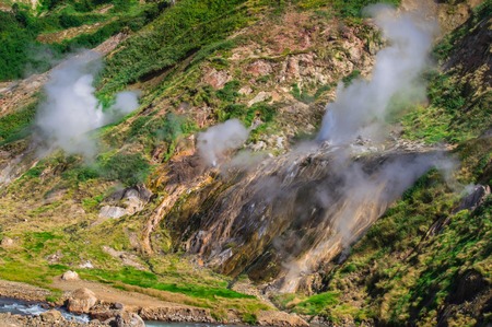 Valley of Geysers, Kamchatka, Russia. Top view Close-upの写真素材