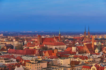 Aerial view on the centre of the city Wroclaw, Polandの写真素材