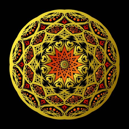 Gold mandala vector in blackのイラスト素材