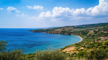 Panoramic view of the coast of the island of Crete, Greeceの素材